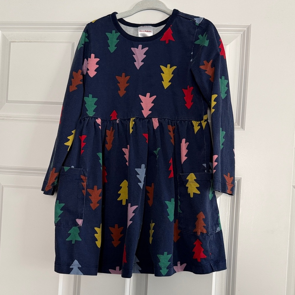 Hanna Andersson Long Sleeve Circle Dress Rainbow Tree Pattern Size 4 Girls